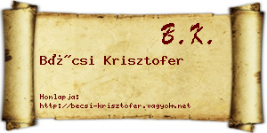 Bécsi Krisztofer névjegykártya