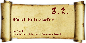 Bécsi Krisztofer névjegykártya